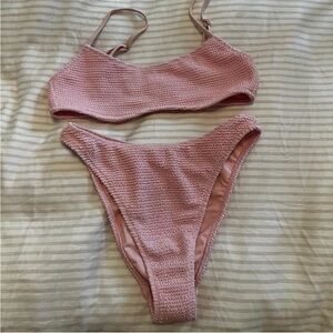 Pink Textured Bikini Set